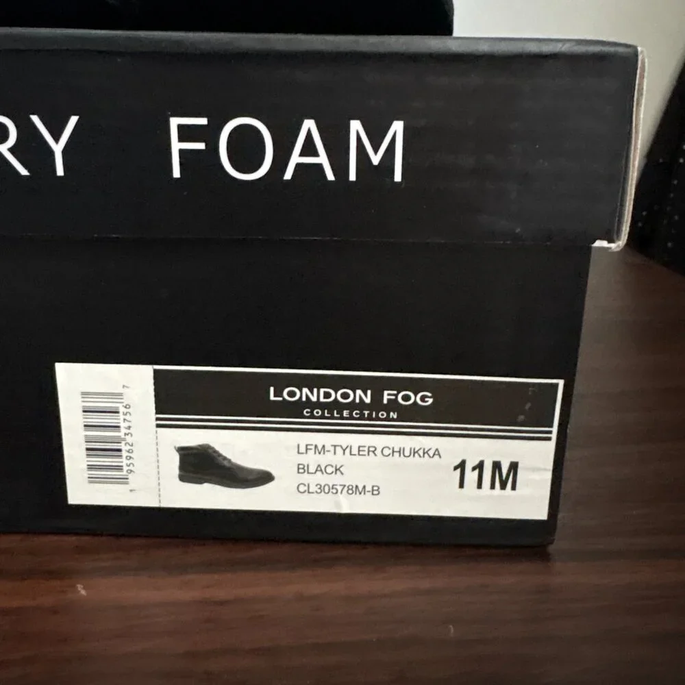 London Fog Collection Memory Foam LFM-Tyler Chukka Black Office Wear Party 11M